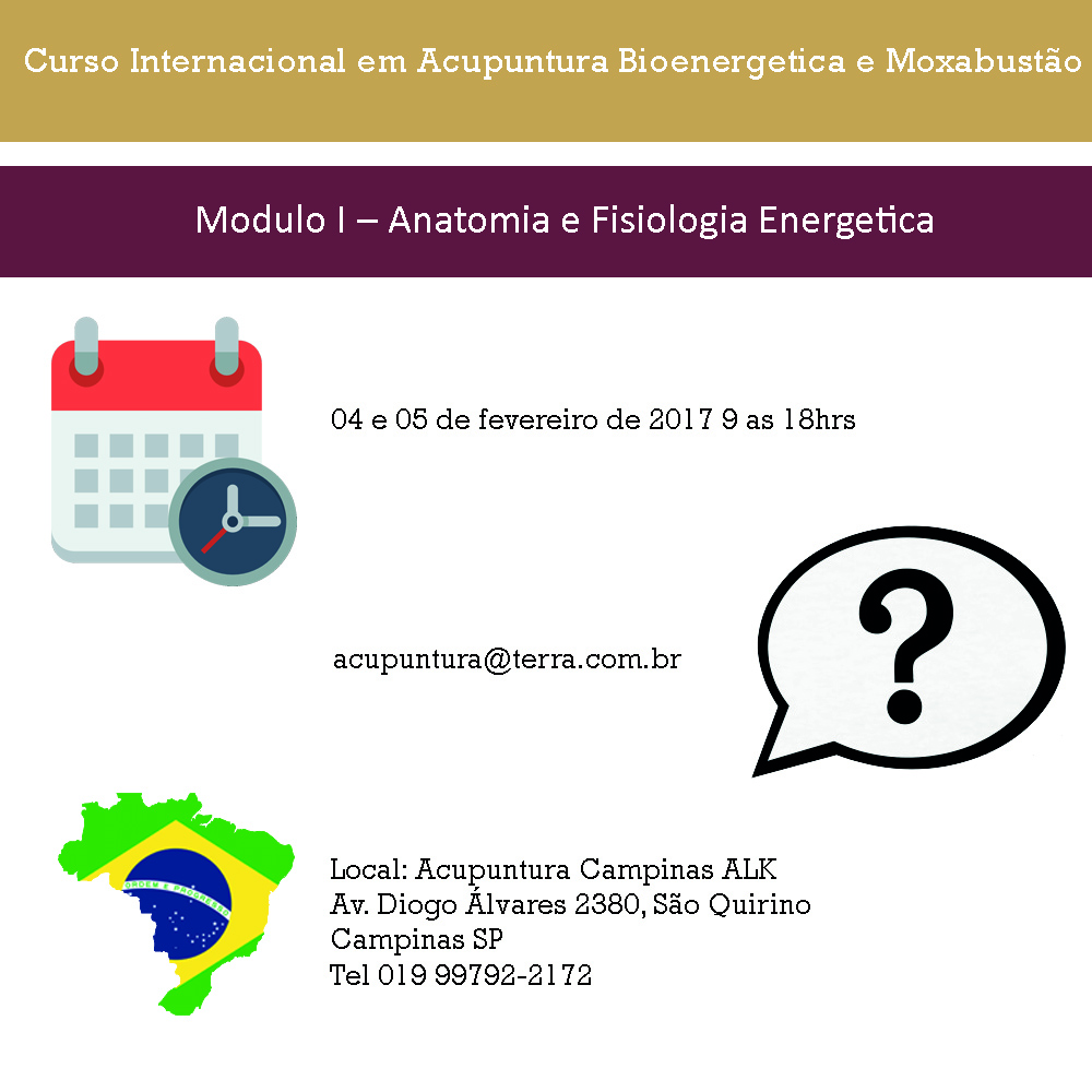 Curso Internacional em Acupuntura Bioenergetica e Moxabustão ( Campinas SP.)